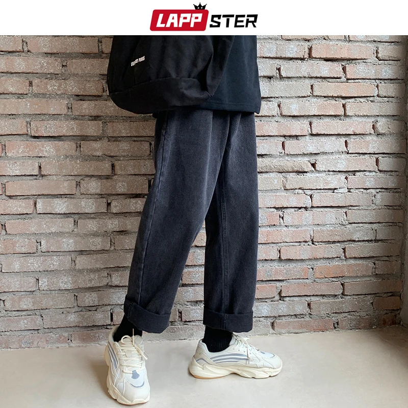 LAPPSTER Men Streetwear Black Jeans 