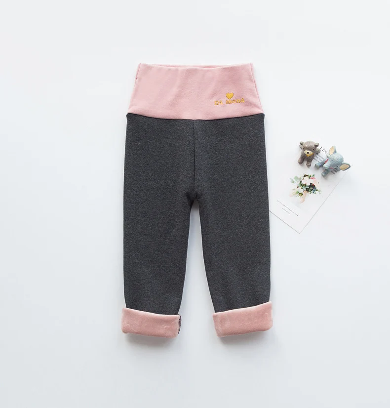 Dark gray Леггинсы для девочек, флисовые однотонные зимние штаны для девочек 2, 3, 4, 6, 8 лет, детские леггинсы, теплые штаны с высокой талией для девочек - Цвет: Dark gray