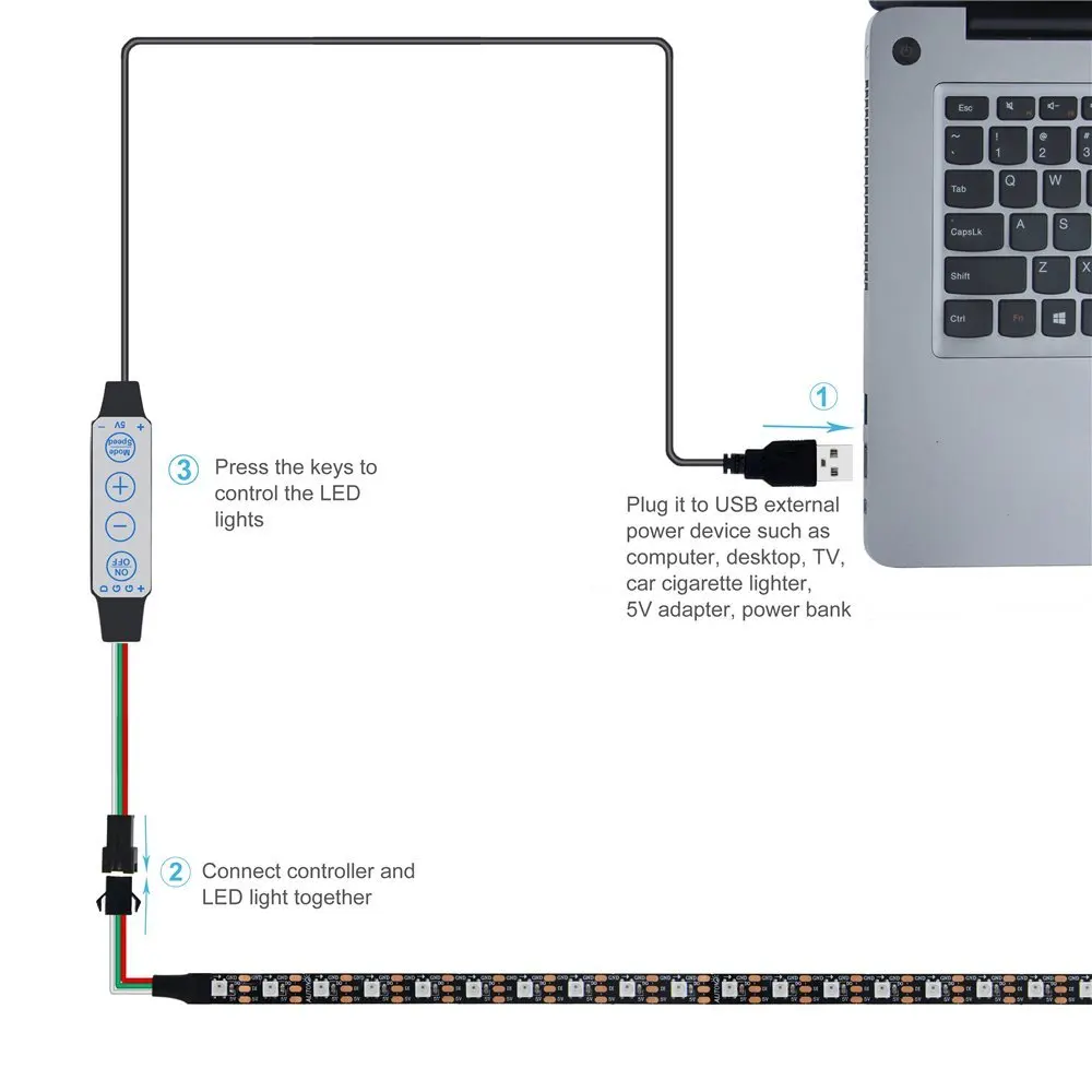 USB WS2812B WS2811 мини USB мечта цветной светодиодный контроллер, питание 4 ключа 63 вида цветовых режимов для WS2812B WS2811 SK6812