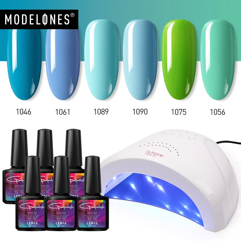 48W LED LAMP KITS Modelones 7Pcs/Lot Nail Lamp Semi Permanent Led Gel Polish Kits Smart Sensor 36W/48W UV Lamp Nail Cure Machine Gel Lacquer Kits - Цвет: 48W LED LAMP KITS
