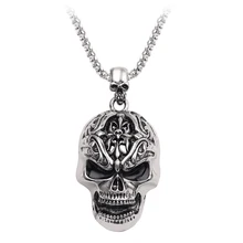 Мужское готическое ожерелье с подвеской в виде черепа, панк стиль, рок, унисекс, цепочка с черепом, длинное ожерелье для мужчин и женщин, подарки на Хэллоуин