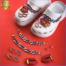 

Trendy Chains Croc Charms Designer DIY Cute Rhinestone Shoes Decaration Jibb for Croc Clogs Buckle Kids Girls Women Gifts