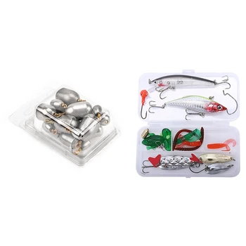 

12PCS 4G/7G/10G/14G/20G/28G Water Droplets Lead Weights Fishing Lead Sinkers & 21Pcs Mixed Minnow Plier Grip Spoon Hooks