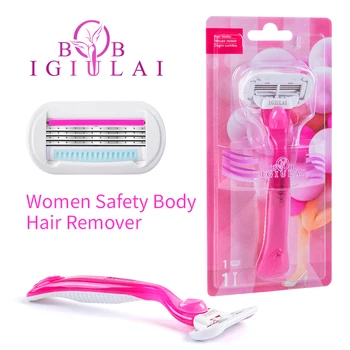 

1Handle&1Blade Safety Replacement Women Blades Manual Stainless Steel Blade Shaving Razor 4Layers Blades Shaver