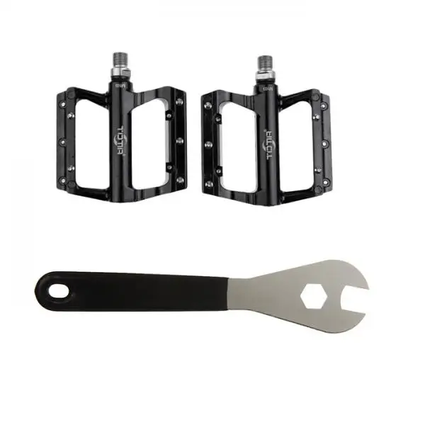 buy MTB BMX Bike Bearing Alloy Platform Pedals + Professional Bike Pedal Wrench