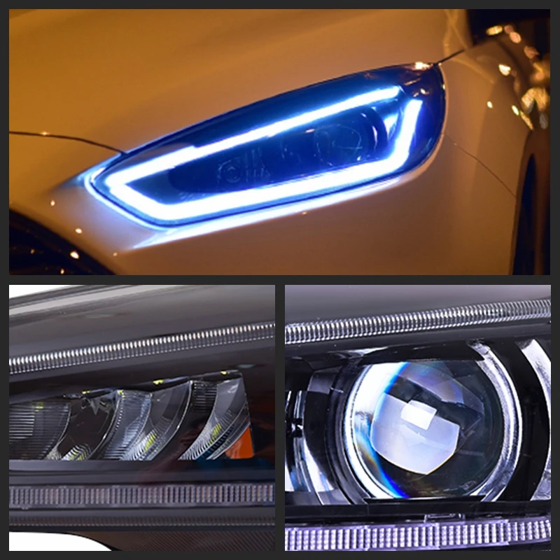 VLAND Заводская фара для автомобиля для фокуса светодиодный головной фонарь и поворотная лампа с движущимся сигналом+ Play and Plug+ DRL