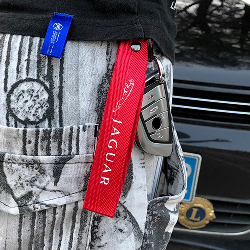 Car Accessories 1PCS Lanyard Keychain Streamer Bag Pendant Keyring For Jaguar X-TYPE F-TYPE S-TYPE XE XF XJ XJR XFR XJS F-PACE