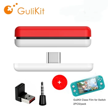 

GuliKit Route Air Switch Bluetooth Adapter Wireless Audio Transmitter with Microphone Screen Protector For Nintend Switch/Lite