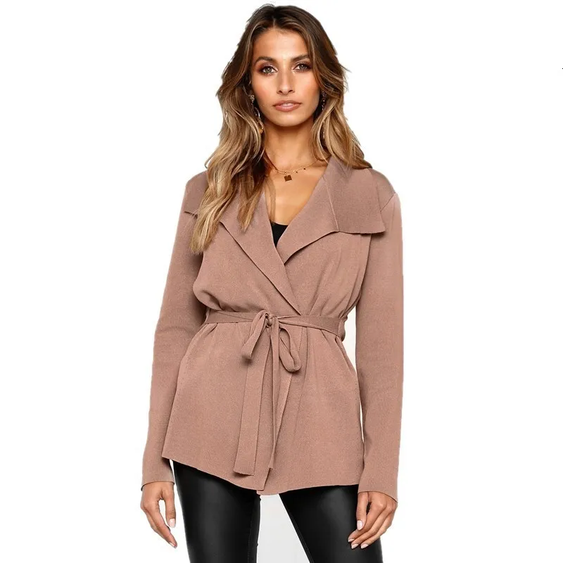 

Women's Sweater Autumn And Winter New Casual Sweater Cardigan Long Sleeve Sweater Bandage Black Women Loose Sweater