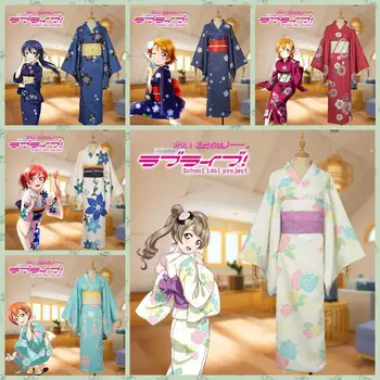 

Summer Yukata Kimono Love Live Clothing Umi Hanayo Kotori Maki Rin Honoka Cosplay Costume Girls Skirt Sashes Halloween Carnival