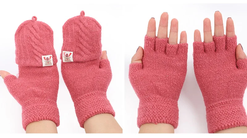 Guantes зимние перчатки женские зимние перчатки для девочек одноцветные перчатки из кроличьей шерсти мягкие теплые яркие цвета двойные женские перчатки