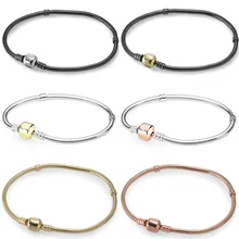 Розовое золото, блестящая окисленная цепочка в виде змеи, омаровый баррель, Пряжка для браслета на запястье, подходит для бусины из стерлингового серебра 925, шарм, Европа, сделай сам, ювелирное изделие