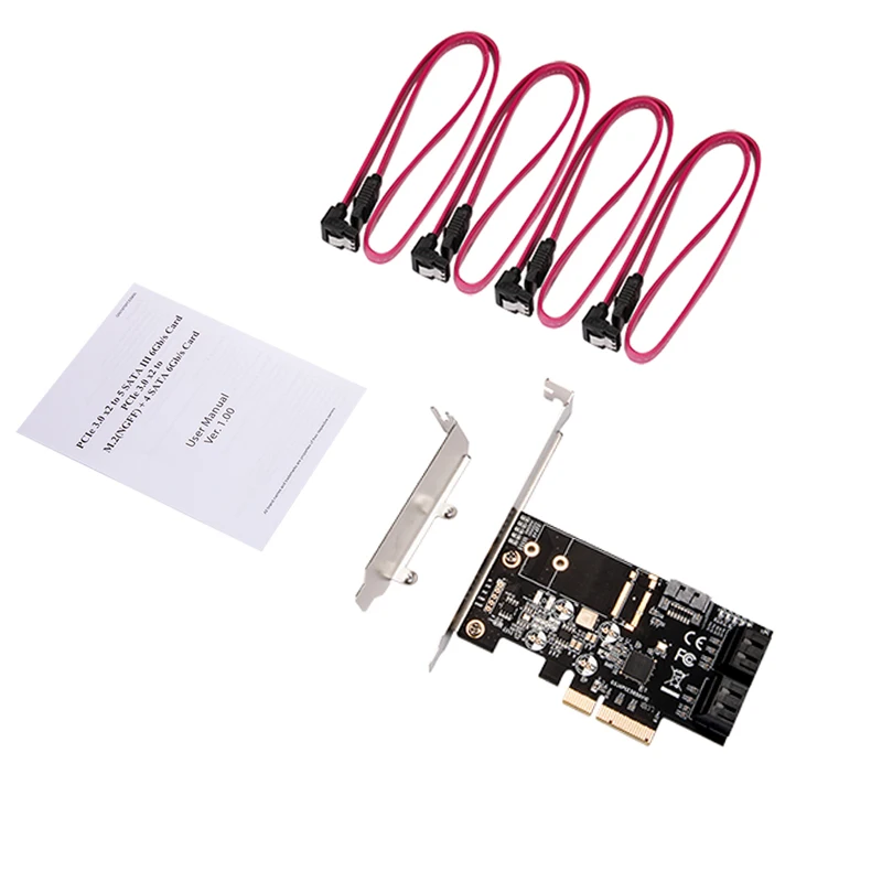 BTBcoin добавить на карт PCI-E SATA адаптер 4X 8X 16X PCIE SATA карта PCI Express SATA 3,0 5-Порты и разъёмы SATAIII 6 Гбит/с карты расширения