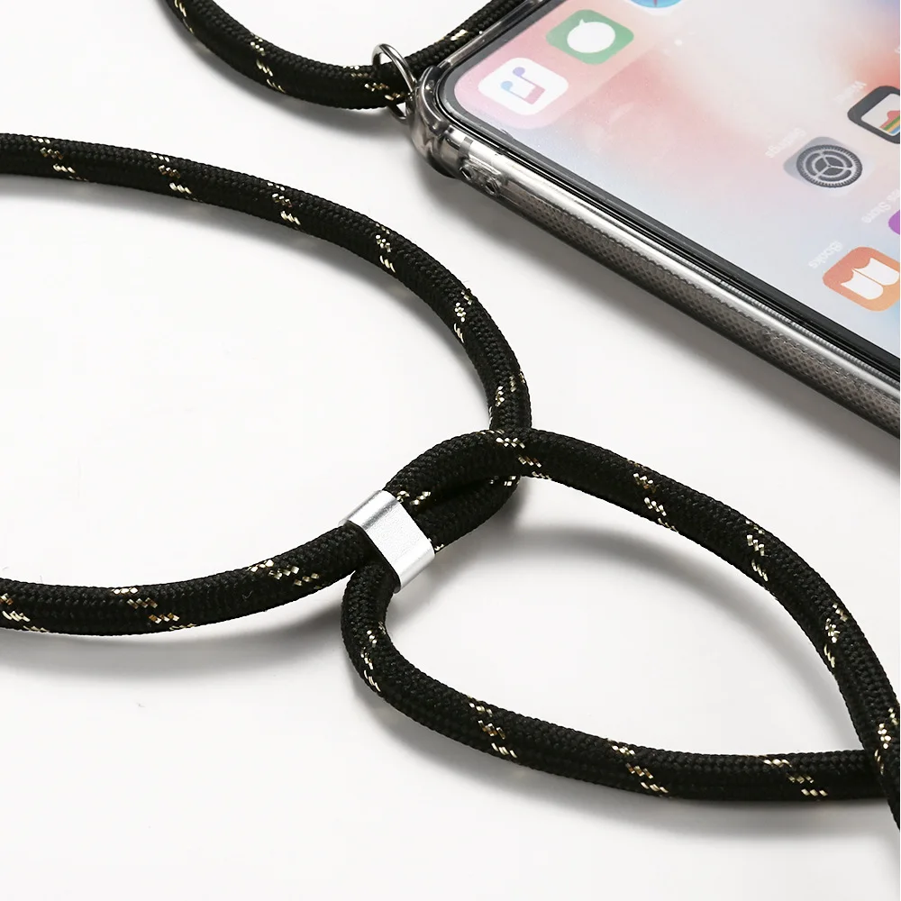 ID держатель для кредитных карт Прозрачный чехол для телефона для iPhone11 Pro XS MAX X XR 8 7 6S Plus мягкая цепочка из ТПУ ожерелье ремешок чехол s
