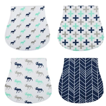 

4 Pcs Baby Printing Burp Cloths Baby Boys Girls Burp Cloths Set Baby Bibs Curved Absorbent and Soft Baby Supplies