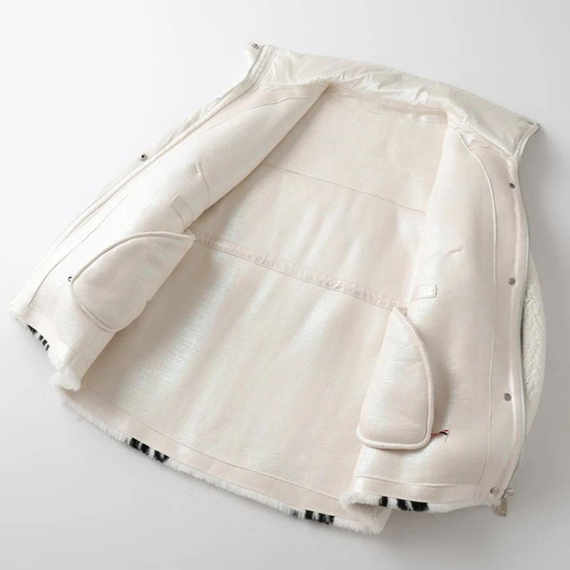 Particles splicing feather velvet coat sheep fur coat integrated Mao Dong female haining fur new lambs