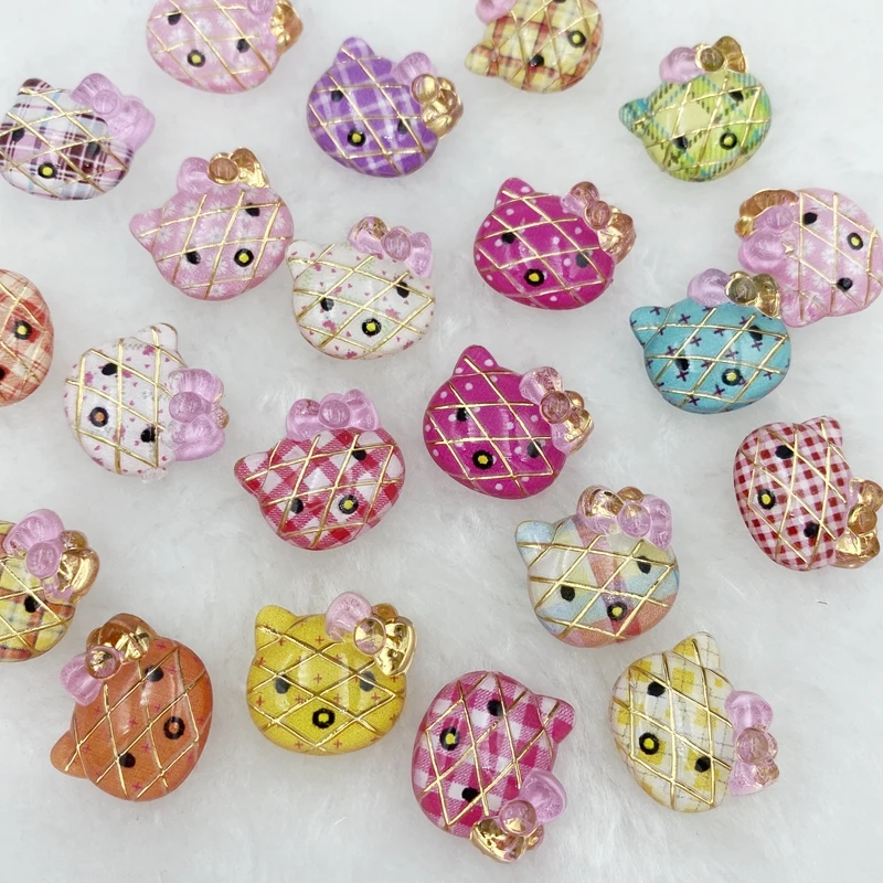 30 шт. акриловые Kawaii животные Кот Кабошоны для скрапбукинга заколки с бантами