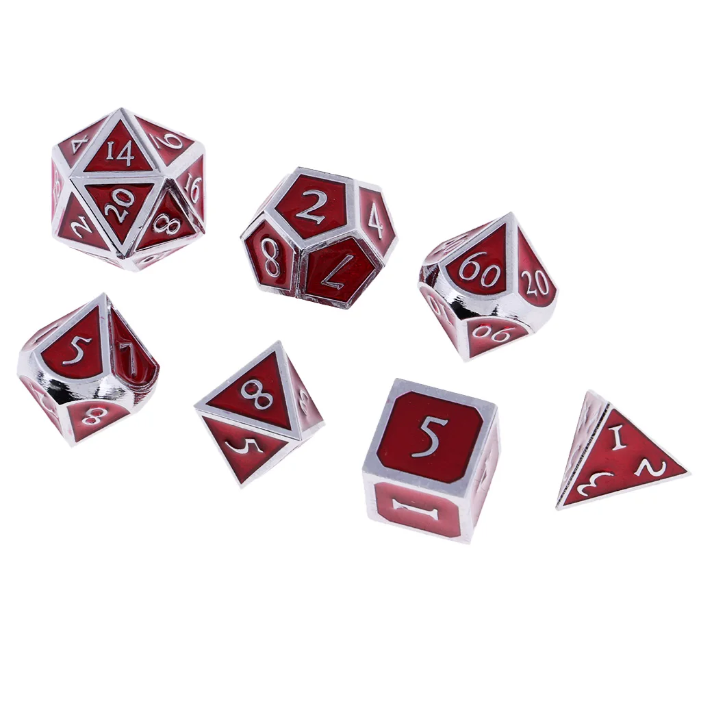Board Gaming Dices Set of 7 Dice Poly Polyhedral Dice D4 D6 D8 D10 D12 D20 for Role Cup Player 