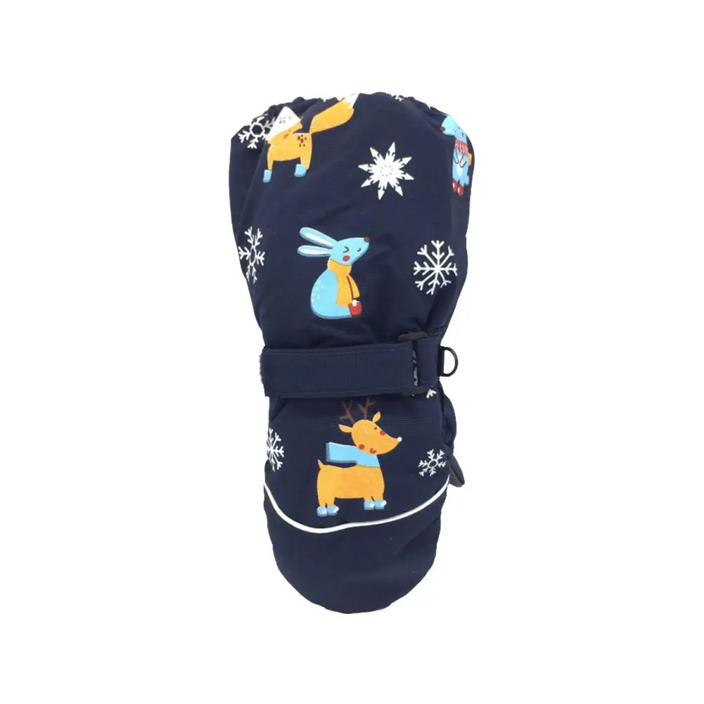 Children Ski Gloves Windproof And Waterproof Three-layer Warm Gloves Winter Essential Warm Gloves Cute Elk - Цвет: B