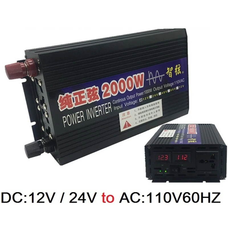Инверсор синусоидальный преобразователь постоянного тока 12 В 24 В в CA110V 60 Гц 500 Вт 1000 Вт 2000 Вт Конвертор coche una onda Sinusoidale