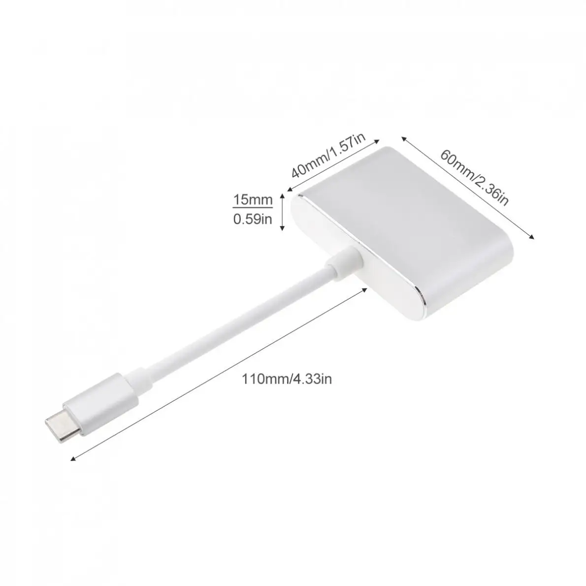 Два в одном серебряный портативный адаптер TypeC к HDMI/VGA поддержка устройств с поддержкой TypeC к устройствам с поддержкой HDMI/VGA для ноутбуков