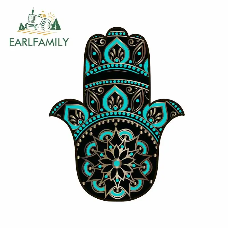EARLFAMILY 13 centimetri x 10.1 centimetri Per D'oro Nero Hamsa Personalità Autoadesivo Dell'automobile Della Decalcomania Impermeabile antigraffio Decalcomanie Adatto per SUV
