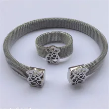 Браслет медведь серебряный браслет из нержавеющей стали сетчатый Браслет Браслеты с животным горкой талисманы браслеты как лучший подарок