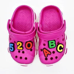 1Pcs Creative Letter Shoe Charms Accessories Spring Hole Shoe Decorations PVC Croc Buckle for Kids Adult Bracelets Wristbands