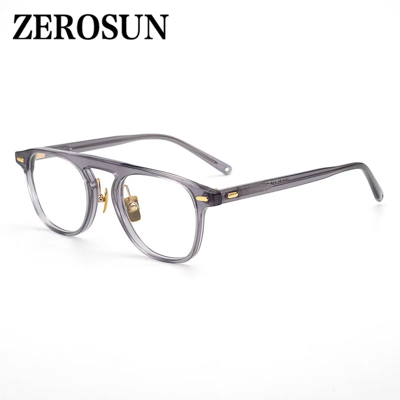 Zerosun ацетат очки Для мужчин Винтаж оправа для очков мужские фирменные Tortoise Модные