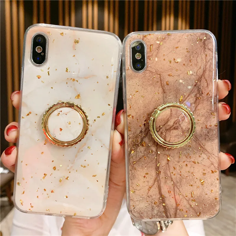 Мраморный чехол с золотой фольгой для телефона iPhone 11 Pro Max XR XS Max 6 6S 7 8 Plus X мягкий блестящий чехол с блестящей задней крышкой