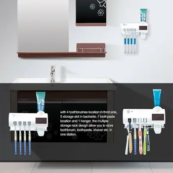 

Hot Smart UV Toothbrush Sterilizer Solar Energy Electric Toothbrush Disinfectant Cleaning Wall Mount Toothpaste Dispenser Holder