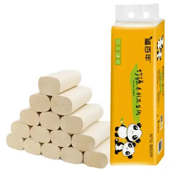 

12 Rolls Bamboo Pulp Toilet Paper Towels 4-Ply Thicken Biodegradable Bath Tissue