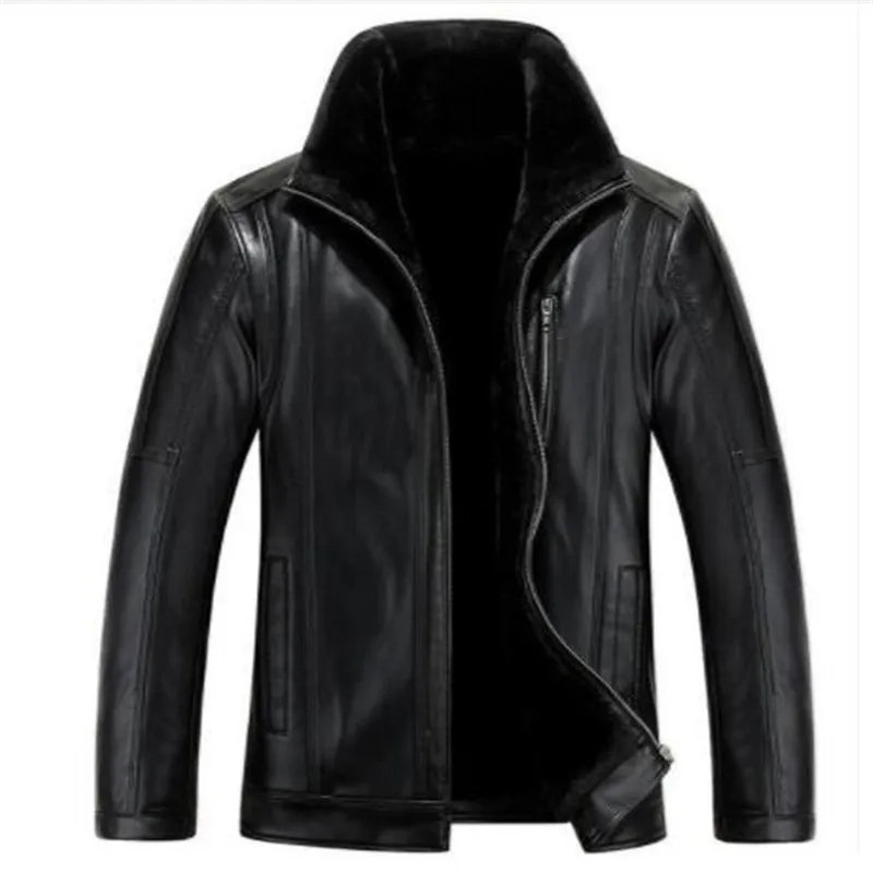 HOT Winter Men New Leather jacket Business casual Velvet bigger sizes coat