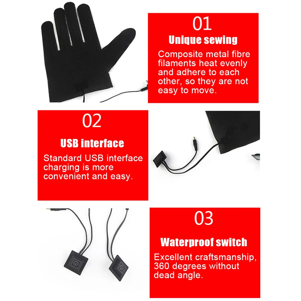 Теплые перчатки, переносные теплые складные шестерни, электрические регулируемые аксессуары, тепловые, 3 скорости, зимние, 7,4 В, уличные пальцы