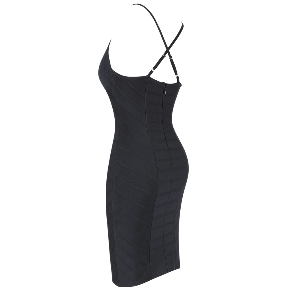 Ocstrade черный V шеи без рукавов Мини ремень спинки Бандажное платье SW074-Black