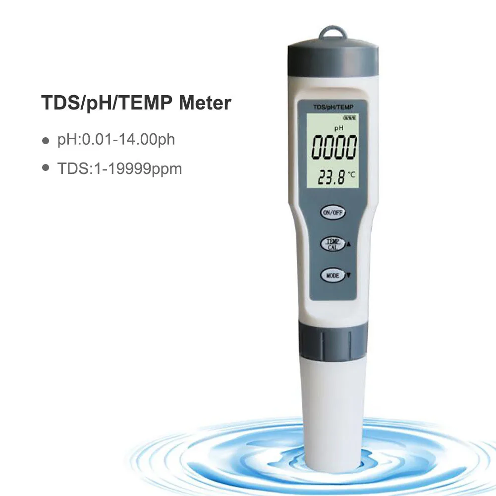 without blacklight 3 в 1 тест качества воды ручка Высокоточный tds-метр/PH/TEMP 0-14 PH диапазон измерения для бассейна дома обнаружения N66 - Цвет: without blacklight