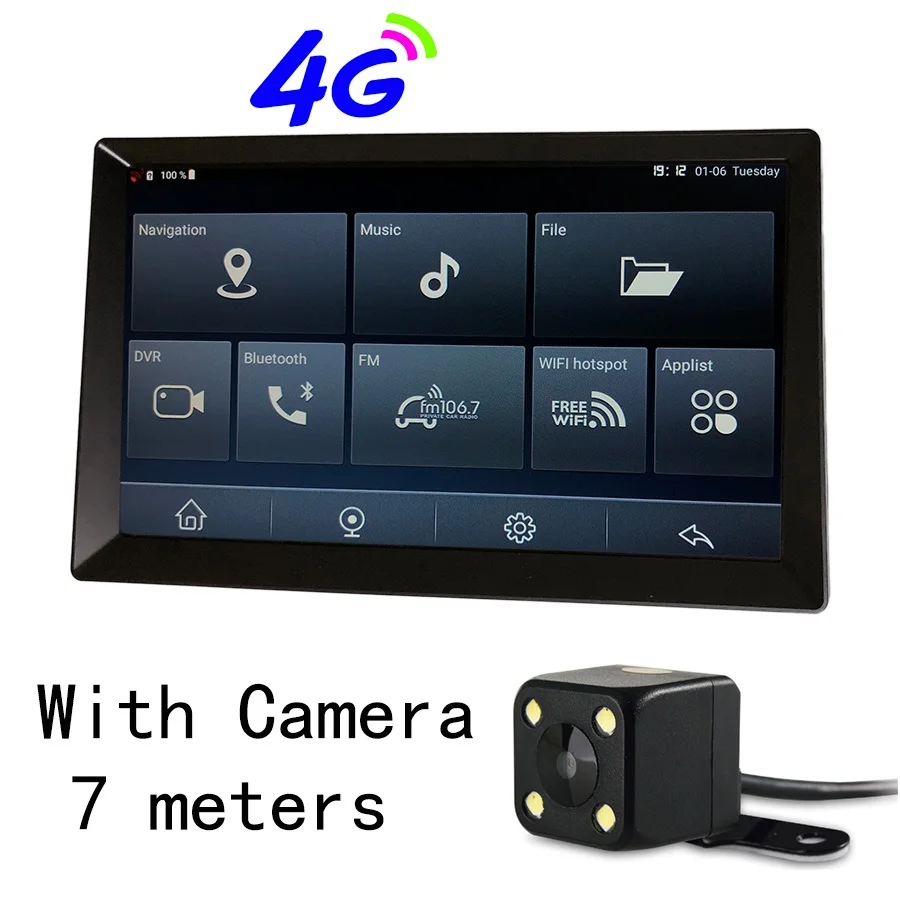 Udricare 10 дюймов 4G sim-карта сеть Android 8,1 WiFi Bluetooth телефон автомобиль грузовик автобус gps навигация Full HD 1080P двойной объектив DVR - Размер экрана, дюймов: With 7m Back Camera