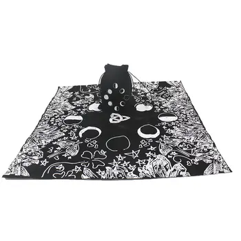 

Moon Crystal Lovers Tarot Thickened Velvet Cloth Witch Gift Divination Gathering Dedicated Tablecloth With Card Bag