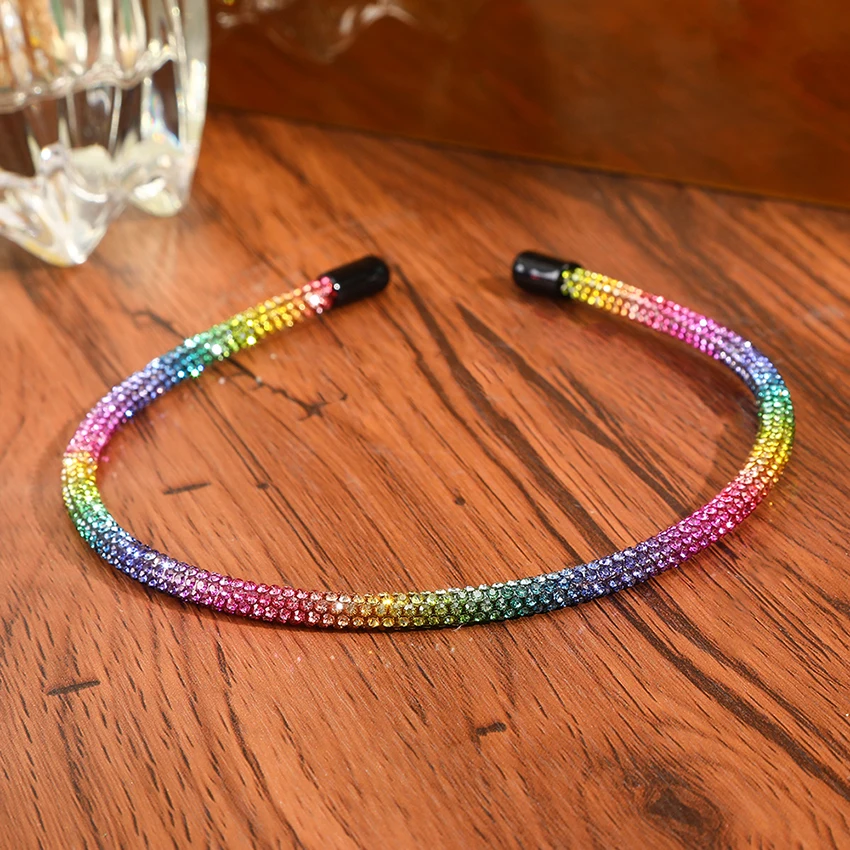 Levao Shiny Rhinestone Headband For Girls 2022 New Multicolor Hair Band Hoop Bezel Hair Accessories Headwear