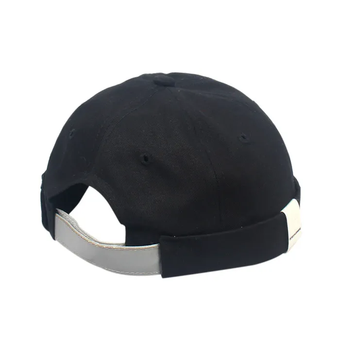 2 colors Cotton Adjustable Brimless Casual Hat Men Women Retro Dome Landlord Cap Sailor Biker Beanie Hats Unisex - Цвет: BK