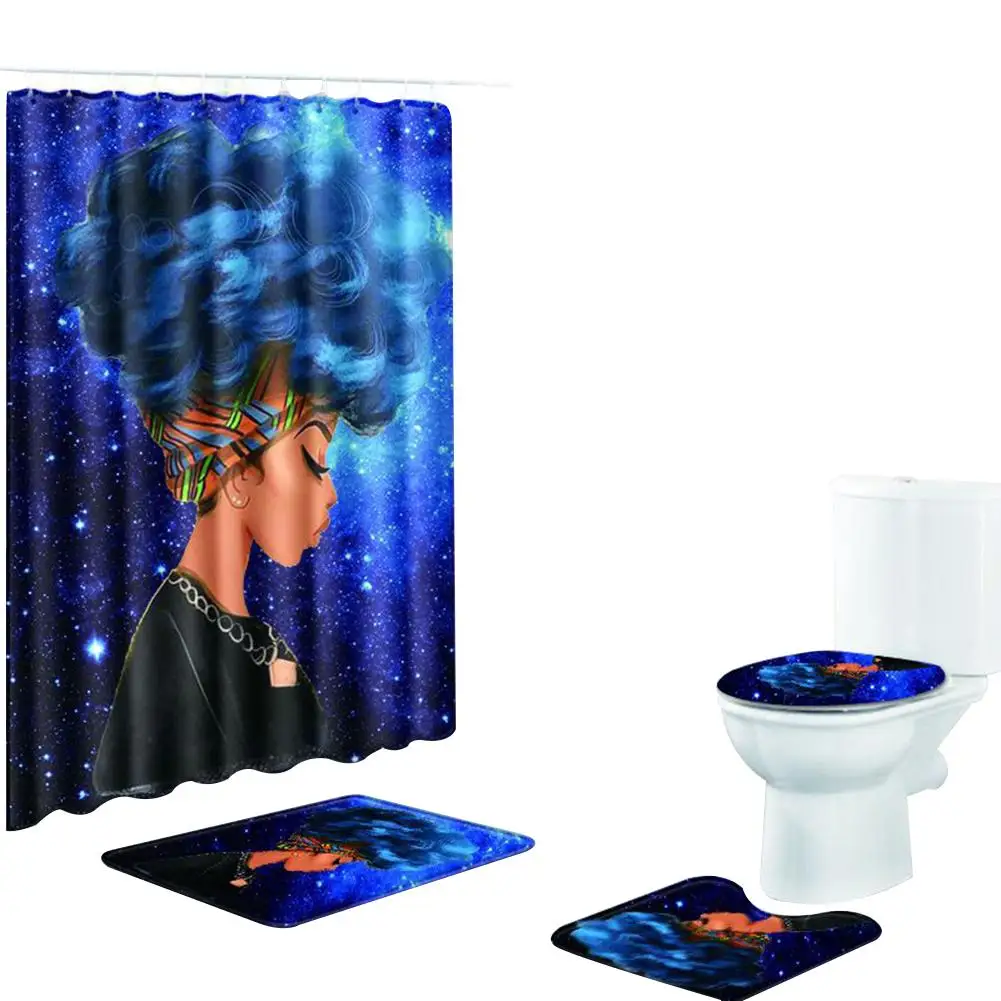 Bath Curtain Mat Bathroom Set Waterproof Shower Curtain Non-Slip Mats Bath Carpets Toilet Seat Cover Floor Mat Bathroom Decor - Цвет: D