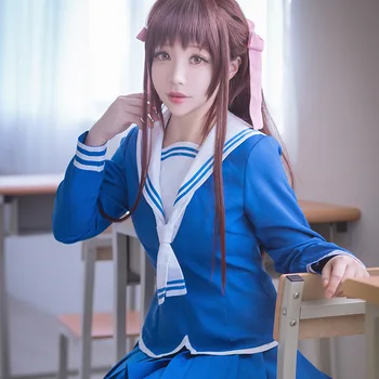 

ROLECOS Anime Fruits Basket Cosplay Costume Tohru Honda Cosplay Uniform JK Girl School Uniform Women Sailor Costume Top Skirt
