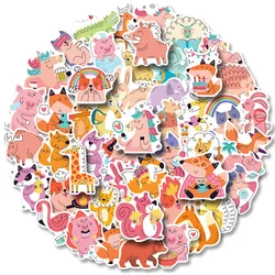 50PCS Cute Animal Personality INS Wind Girl Sticker  Phone Guitar Laptop Helmet Automobile Water Cup Stationery Decorate Sticker