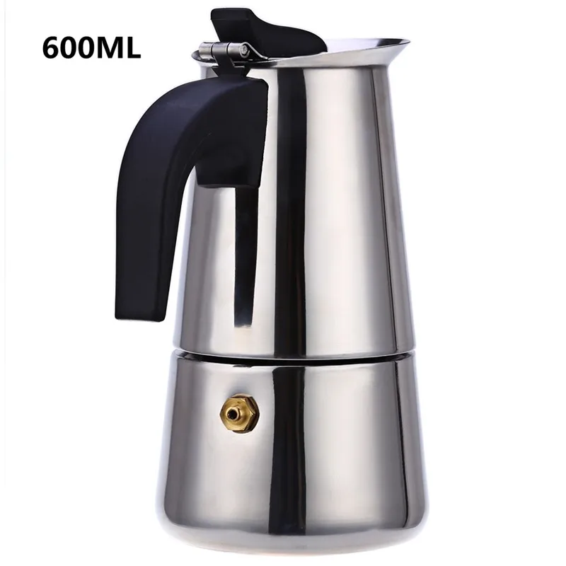 600ML Кофеварка Mocha кофейник Moka из нержавеющей стали фильтр Итальянский Эспрессо кофеварка Перколятор инструмент - Цвет: 600ML