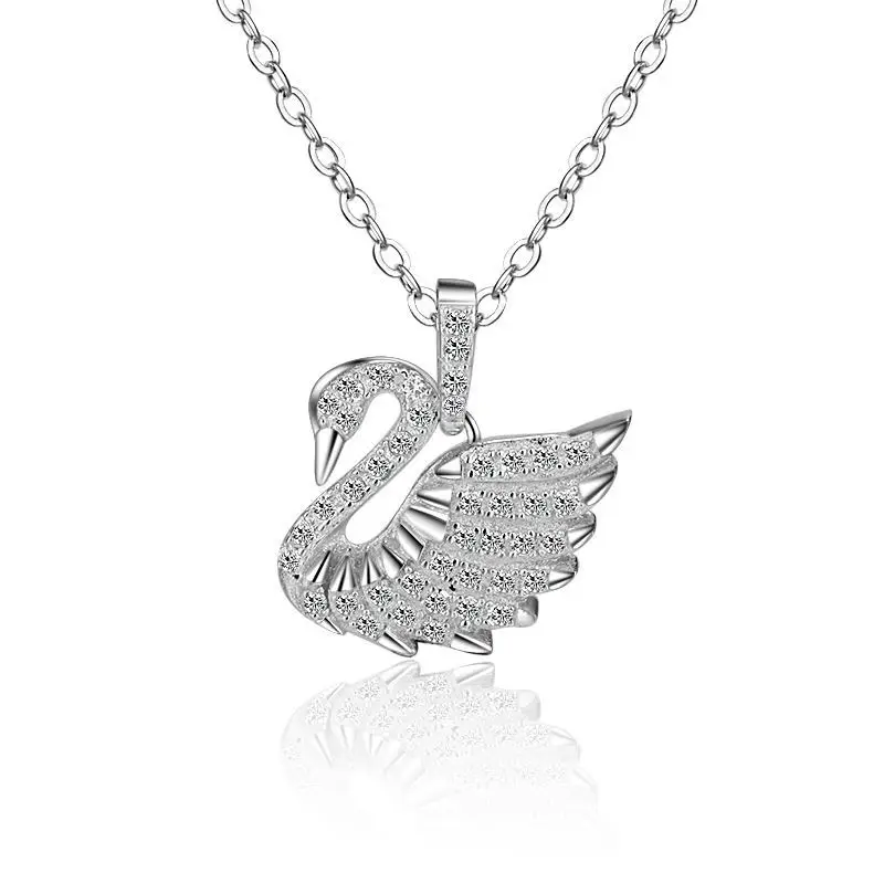 s925 Sterling Silver 5A Zircon Swan-shaped Female Money Pendant pendant necklace,silver necklace,silver pendant,silver necklace charms