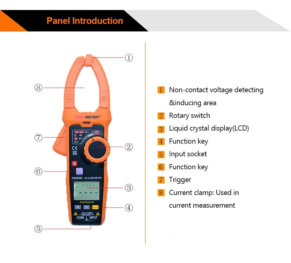 PEAKMETER Smart 6000 отсчетов цифровой клещи мультиметр сопротивление частоты LPF бесконтактная непрерывность электрического напряжения автоматический