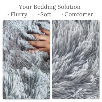 BeddingOutlet Shaggy Duvet Cover Queen Super Soft Plush Faux-fur Bedding Set 3 Pieces Luxury Bed Cover Gray Pink Bedclothes 1