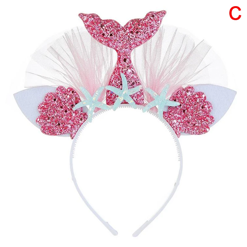Детская повязка на голову для Русалочки блеск Морская звезда украшение лента для волос девушки вечерние на день рождения для волос Инструменты для укладки аксессуары - Цвет: C