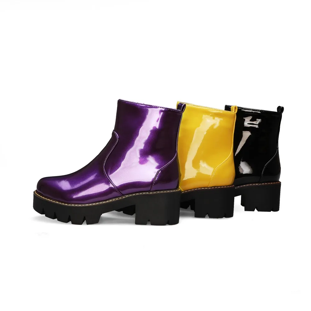 Plataforma punk martin botas moda roxo amarelo