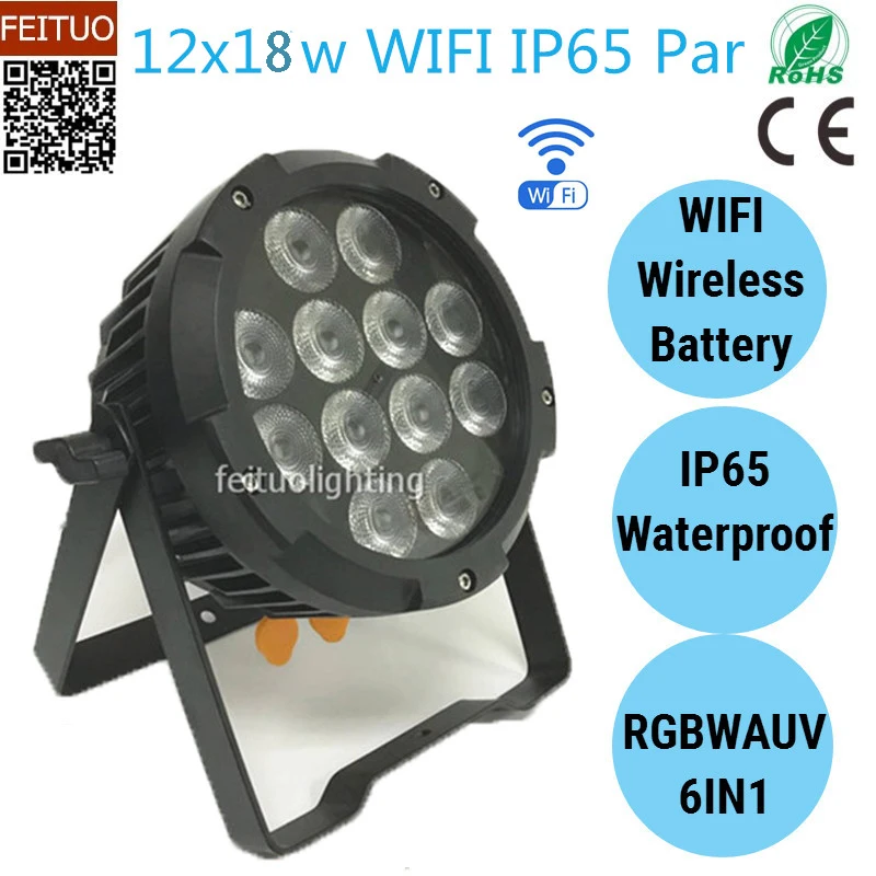 4/lot Wireless Battery LED Par Light 12x18w RGBWA UV 6IN1 WIFI Control Stage DJ Lighting Uplight IP65 can | Освещение